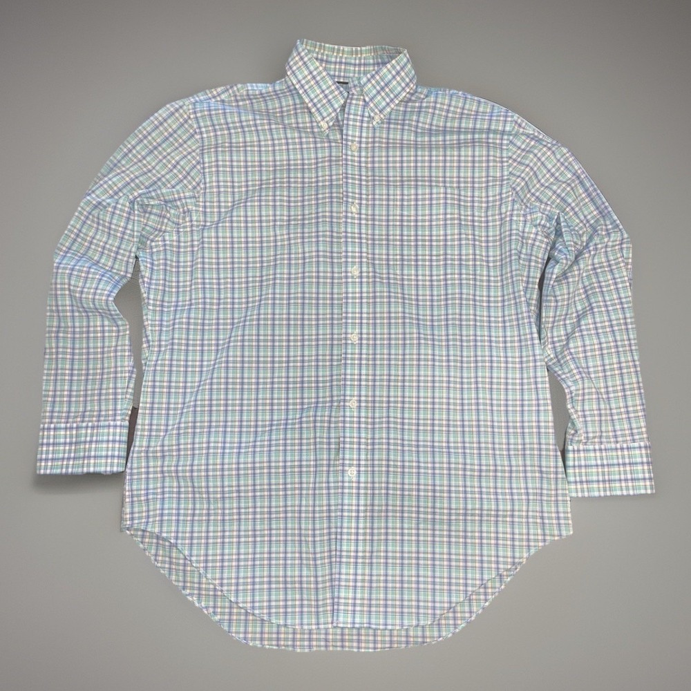 Lauren Ralph Lauren Plaid Button Front Long Sleeve Womens 16 (32/33) Blue Green